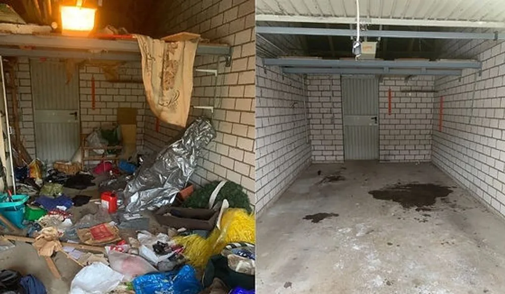 Garage vor und nach der Entrümpelung