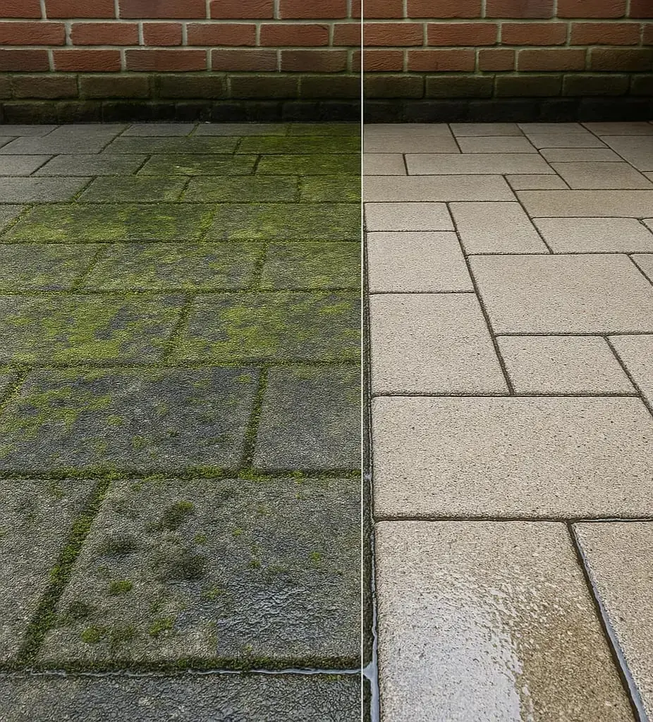Terrasse vor und nach der Reinigung